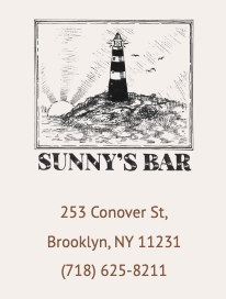 sunnys bar anchor logo with contact information